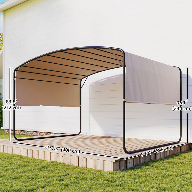 10' x 13' Khaki Retractable Pergola Canopy with Steel Frame