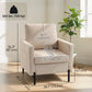 Accent Chair Modern Upholstered Armchair with Side Pockets and Cushion for Bedroom, Living Room, Beige