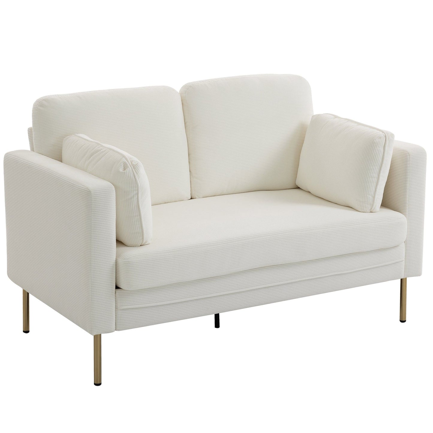 55" Loveseat Sofa with 2 Pillows - Cream White