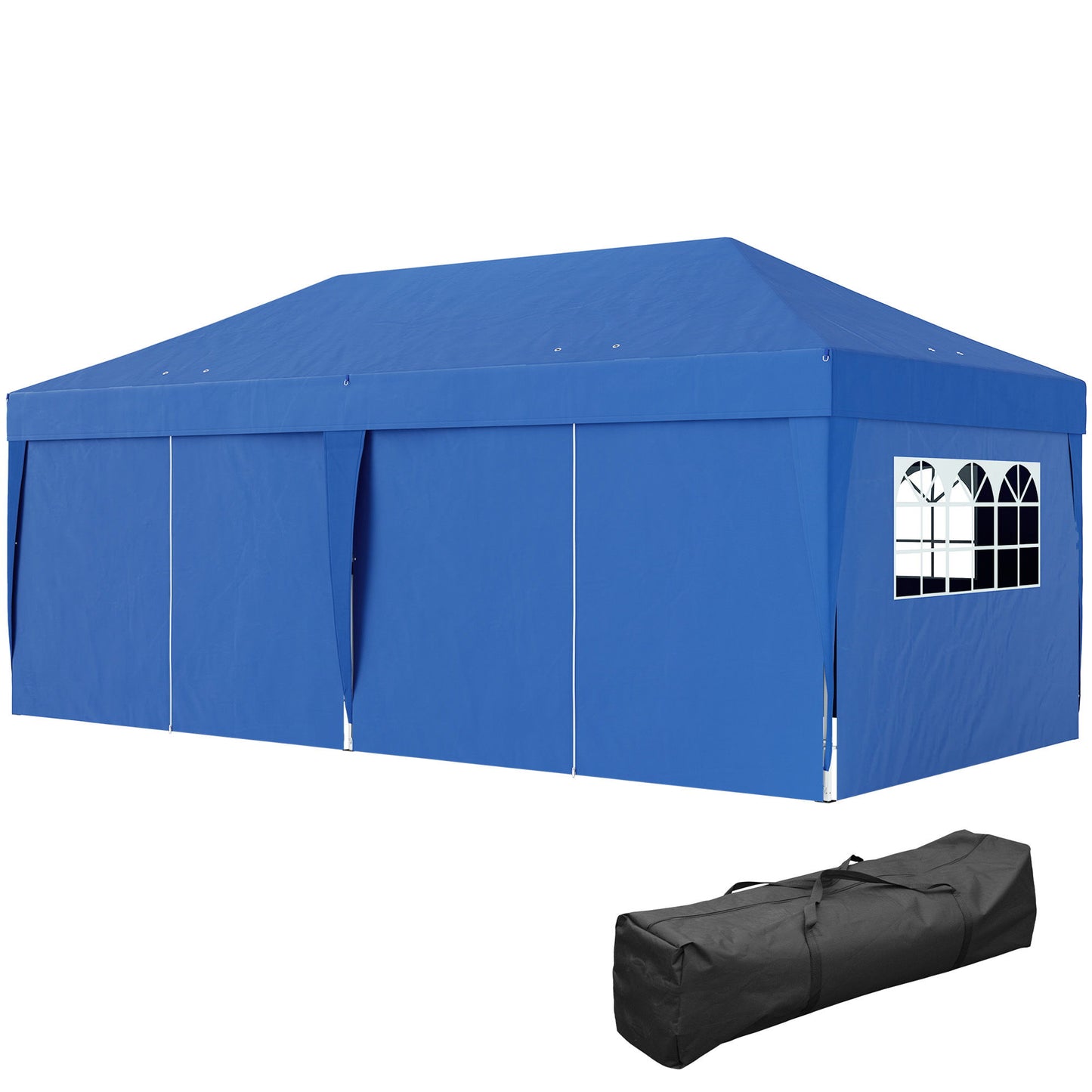 10' x 20' Pop Up Canopy Tent Outdoor Portable Easy Up Party Tent Garden Shade Shelter with Walls Carrying Bag, Blue