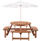 8 Seater Round Wooden Pub Bench & Picnic Table, Patio Dining Set for Outdoor Patio (Umbrella Not Included)