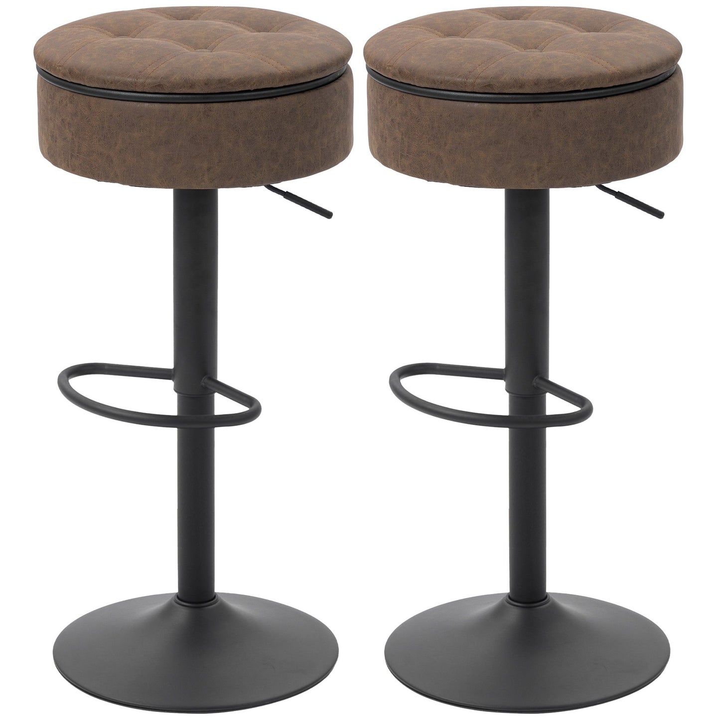 Swivel Bar Stools Set of 2 with Storage - Brown