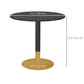 Round Dining Table, Modern Dining Room Table with Faux Marble Top, Steel Base, Space Saving Small Kitchen Table, Black