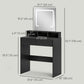 Makeup Vanity Desk with Mirror and LED Lights, for Bedroom, Modern Dressing Table with Drawers, Compartments, Black