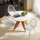Modern Dining Chairs Set of 4, Plastic Kitchen Chairs with Hollow Backrest and Metal Legs for Living Dining Room, White