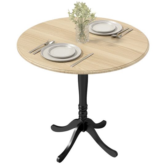 Round Pedestal Dining Table for 2-4 - Natural Wood and Black
