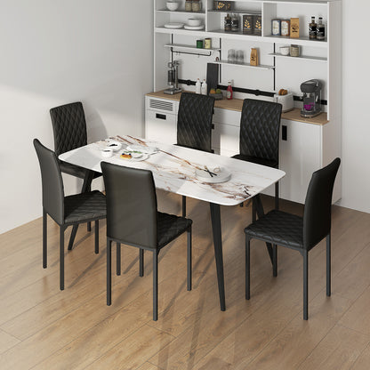 Tufted High Back Dining Chairs Set of 6 - Black