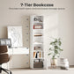 7-Tier Bookcase, Display Shelf Unit with Adjustable Shelf and Cabinet, White