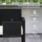 2 Seater Outdoor Bench, Rattan Garden Bench Loveseat with Cushion, Armrests, Steel Frame for Patio, Porch, Beige
