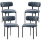 4 Pieces Kitchen Chairs, Modern Dining Chairs w/ Berber Fleece Upholstery and Steel Legs for Living Room, Grey