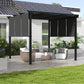 10' x 10' Metal Pergola, Outdoor Pergola with Retractable Canopy, for Garden, Patio, Backyard, Deck, Charcoal Grey