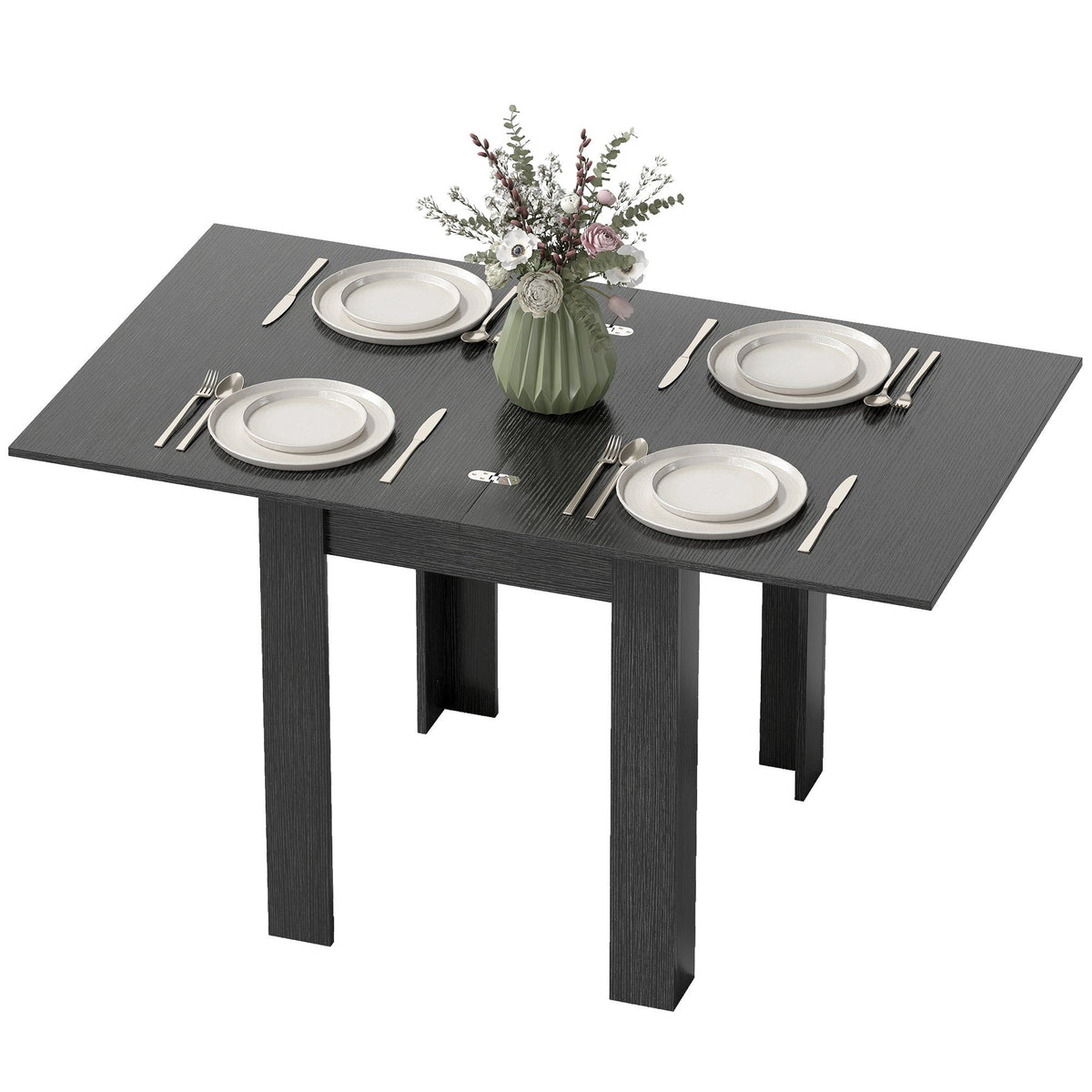 55" Extendable Dining Table for 4-6 - Black