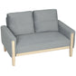 53" Loveseat Sofa, Small 2 Seater Couch with Solid Wood Legs, Modern Velvet Sofa for Living Room, Small Spaces, Grey