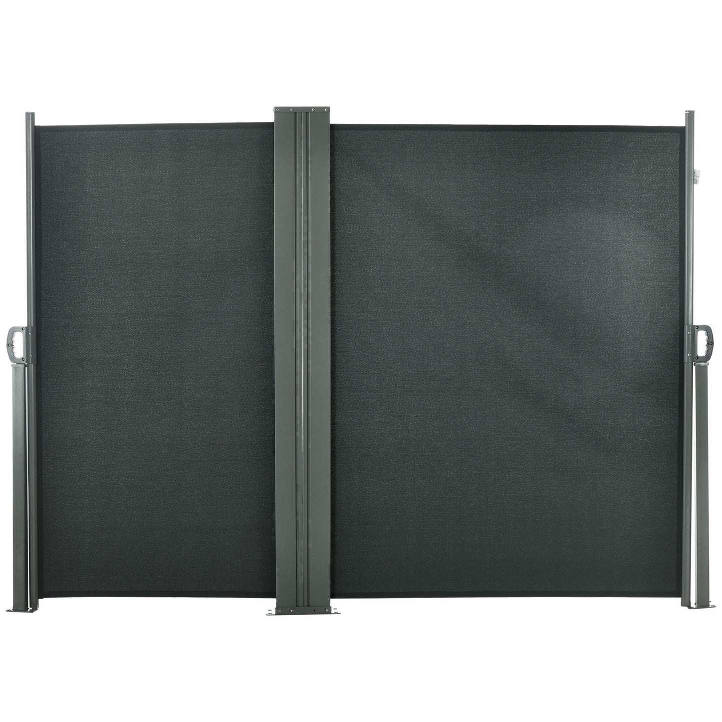 Double Retractable Side Awning, 236" x 63" Outdoor Privacy Wall, Patio Screen for Garden, Balcony, Backyard, Grey