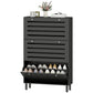 Narrow Shoe Storage Cabinet, 3 Flip Drawers, Adjustable Shelves, 18-24 Pairs Capacity, Black
