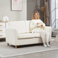 2-Seat Sofa Two-Seater Couch with Armrests and Wood Legs for Living Room, Bedroom, Cream White