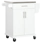 Rolling Kitchen Island with Stainless Steel Top - White