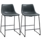 Counter-Height PU Leather Bar Stools Set of 2 - Black