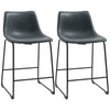 Counter-Height PU Leather Bar Stools Set of 2 - Black