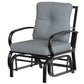 Patio Glider, Outdoor Glider Chair with Cushions, Steel Frame, Curved Armrests, Light Grey