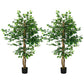 Set of 2 5ft Artificial Trees Ficus, Indoor Fake Plants with Pot, for Home Decor