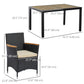 7 Pieces Outdoor Dining Set for 6, PE Wicker Rattan Patio Furniture Set with High-Back Armchairs, Glass Table Top