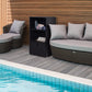 Outdoor Storage Cabinet, Patio Storage Box Rack Rattan Wicker Pool Towel Valet Organizer Poolside Garden Lawn Bathroom Furniture Shelf w/ Shelf Drawer, Dark Brown