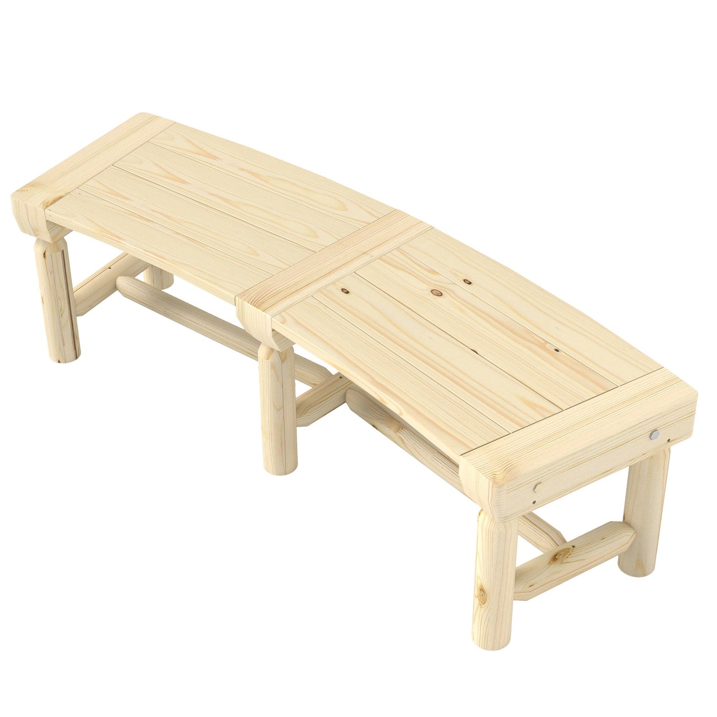 Wooden Outdoor Bench, Wrap Around Tree Bench with Slatted Seat for Yard, Garden, Deck, Lawn, Natural