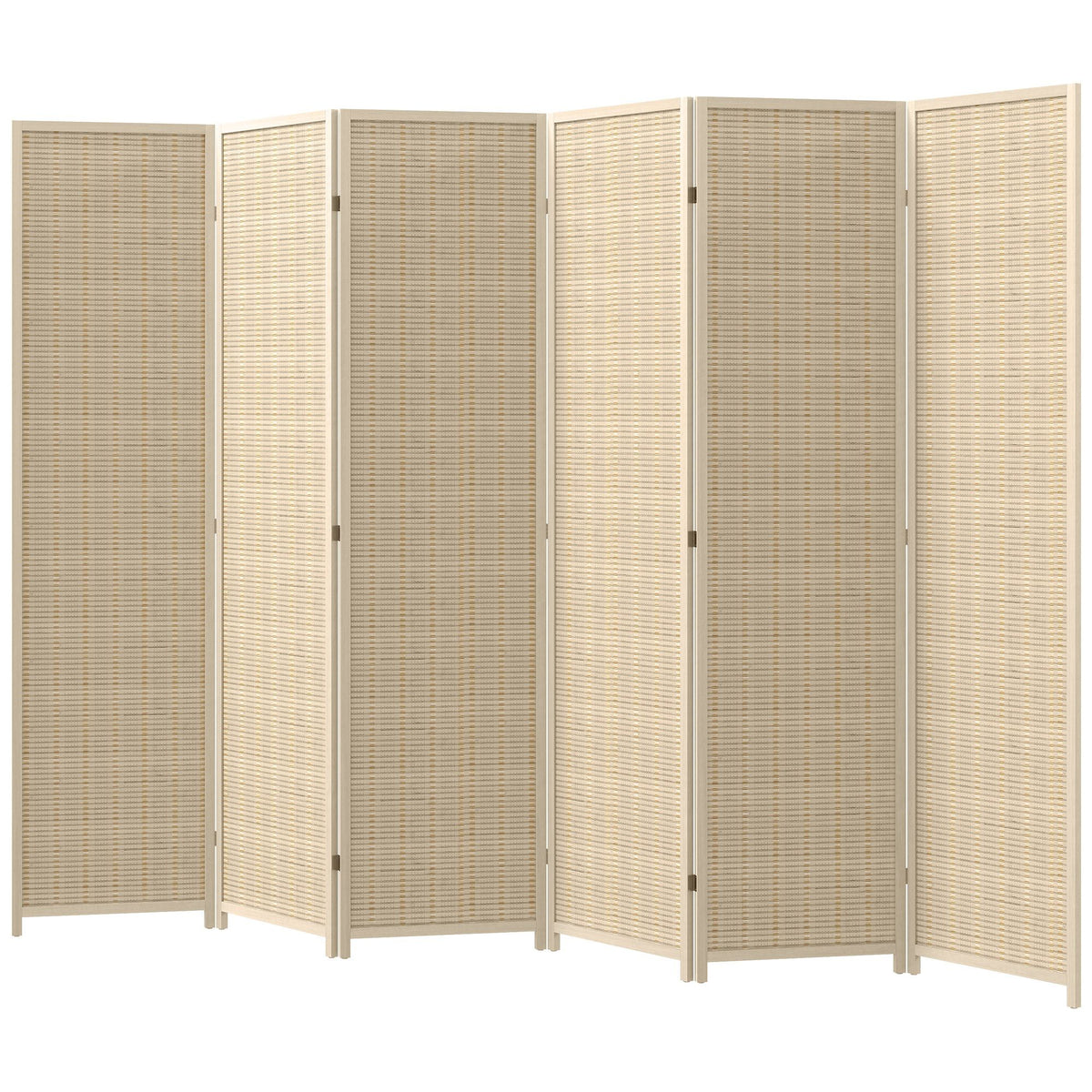 Woven Bamboo Room Divider, 6 Panel Folding Indoor Privacy Screens for Home Office, Natural Wood