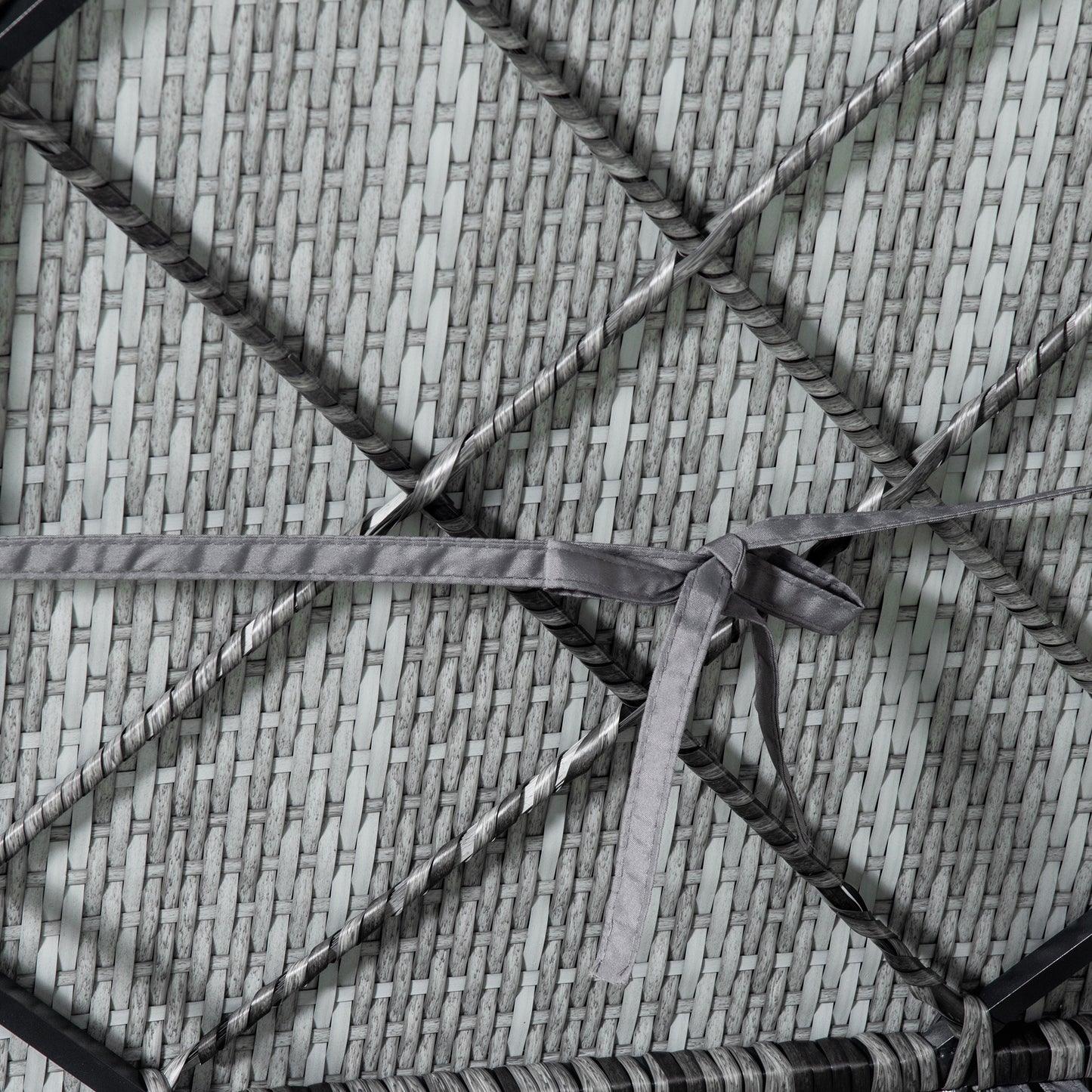 Patio Wicker Lounger, Outdoor PE Rattan Single Chaise Lounge w/Adjustable Recliner Backrest, Cushion, & Pillow, Grey