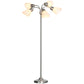 Arc Tree Floor Lamp with 5 Adjustable Rotating Lights, Modern Standing Gooseneck Reading Light for Living Room Bedroom Office, Satin Nickel