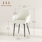 Dining Chairs Set of 2, Velvet-look Fabric Upholstered Kitchen Chairs with Backrest, Armrests and Steel Legs, Cream White