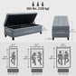 Rectangular Entry Bench, Tufted Upholstered Linen Fabric Wood Feet Storage Ottoman Bench, Grey