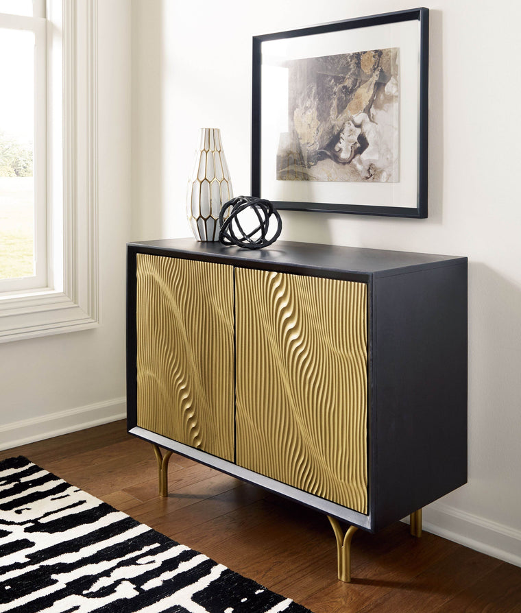 Tayner - Black / Gold Finish - Accent Cabinet - Forward Furniture