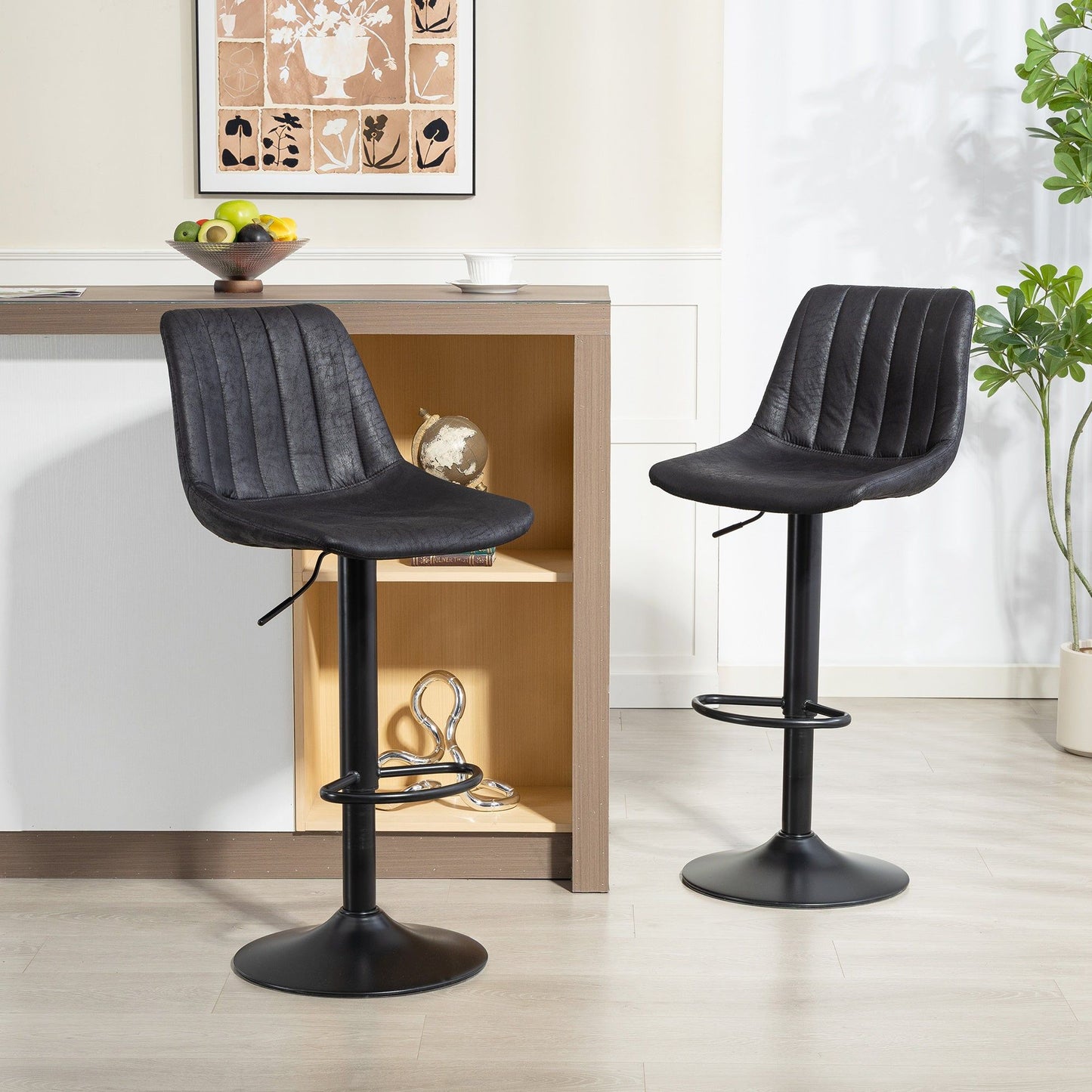 Counter Height Swivel Bar Stools Set of 2 - Black