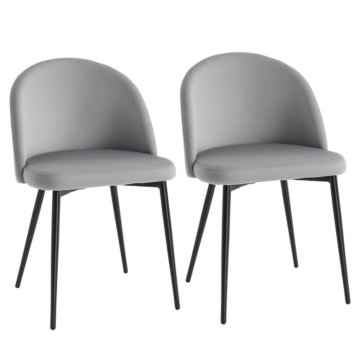 Set of 2 Mid-Back Dining Chair, Mid-Back Velvet-touch Upholstery Kitchen Chair for Living Room Dining Room, Dark Blue