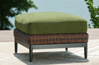 Horizon Hall - Brown / Green - Ottoman With Cushion - Forward Furniture