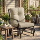 Patio Glider, Outdoor Glider Chair with Cushions, Steel Frame, Curved Armrests, Beige - Beige