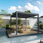 10' x 10' Pergola with Adjustable Metal Roof and Aluminum Frame, Outdoor Louvered Hardtop Gazebo with Drainage System
