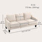 3-Seater Linen Sofa with Pocket Spring - Beige