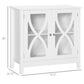 Glass Door Buffet Cabinet with Shelf - White
