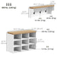 2-in-1 Hall Tree with Shoe Bench and 5 Hooks - White