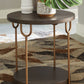 Brazburn - Dark Brown / Gold Finish - Round End Table