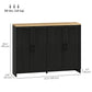 Sideboard Buffet Cabinet with 4 Doors - Black