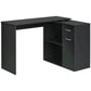 180-Degree Rotating Corner Desk with Cabinet - Black