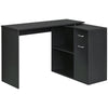 180-Degree Rotating Corner Desk with Cabinet - Black