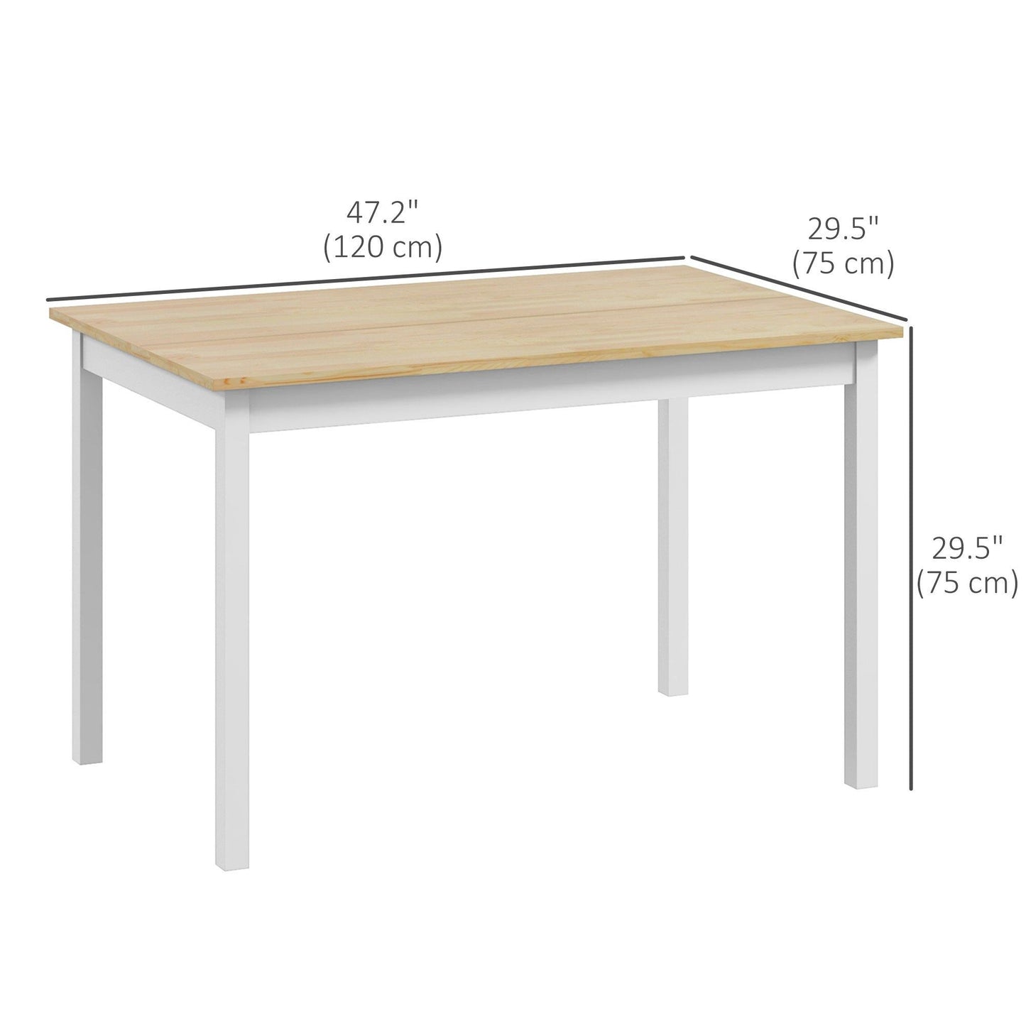47" Farmhouse Dining Table with Pine Wood Frame - Natural
