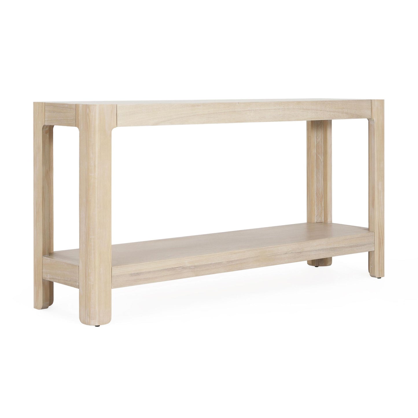 Elegant Farmhouse Console Table with Knot-Free Pine Legs, Accent Sofa Table with Solid Wood Veneer Top, 59" L x 15.5" W x 30" H, Natural