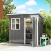 7' x 4' Galvanised Steel Outdoor Storage Shed, Garden Shed with Window, Lockable Wide Door and Air Vents, Dark Grey