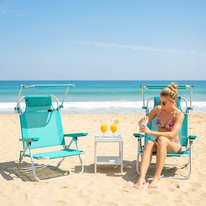 2-Piece Folding Beach Chairs with Adjustable Canopy